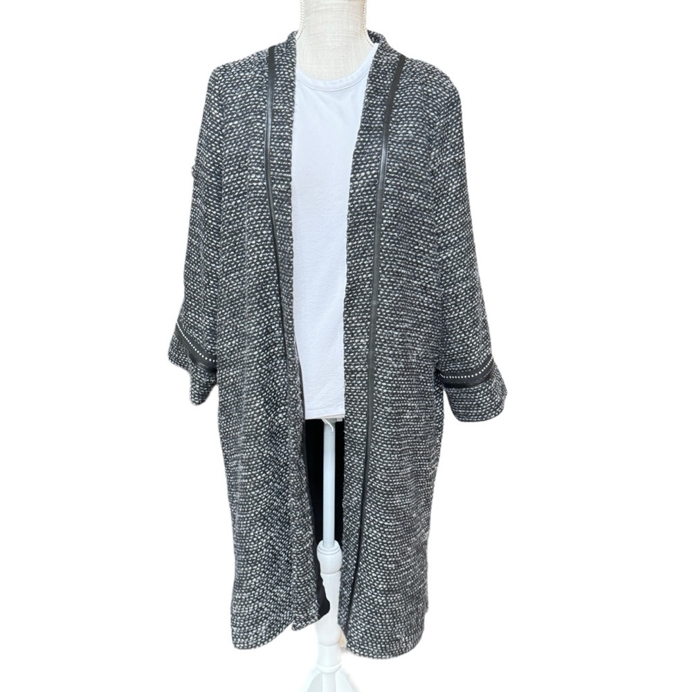 Atelier Jad Jackets Womens Open Front Tweed‎ Full Length Jacket Size L